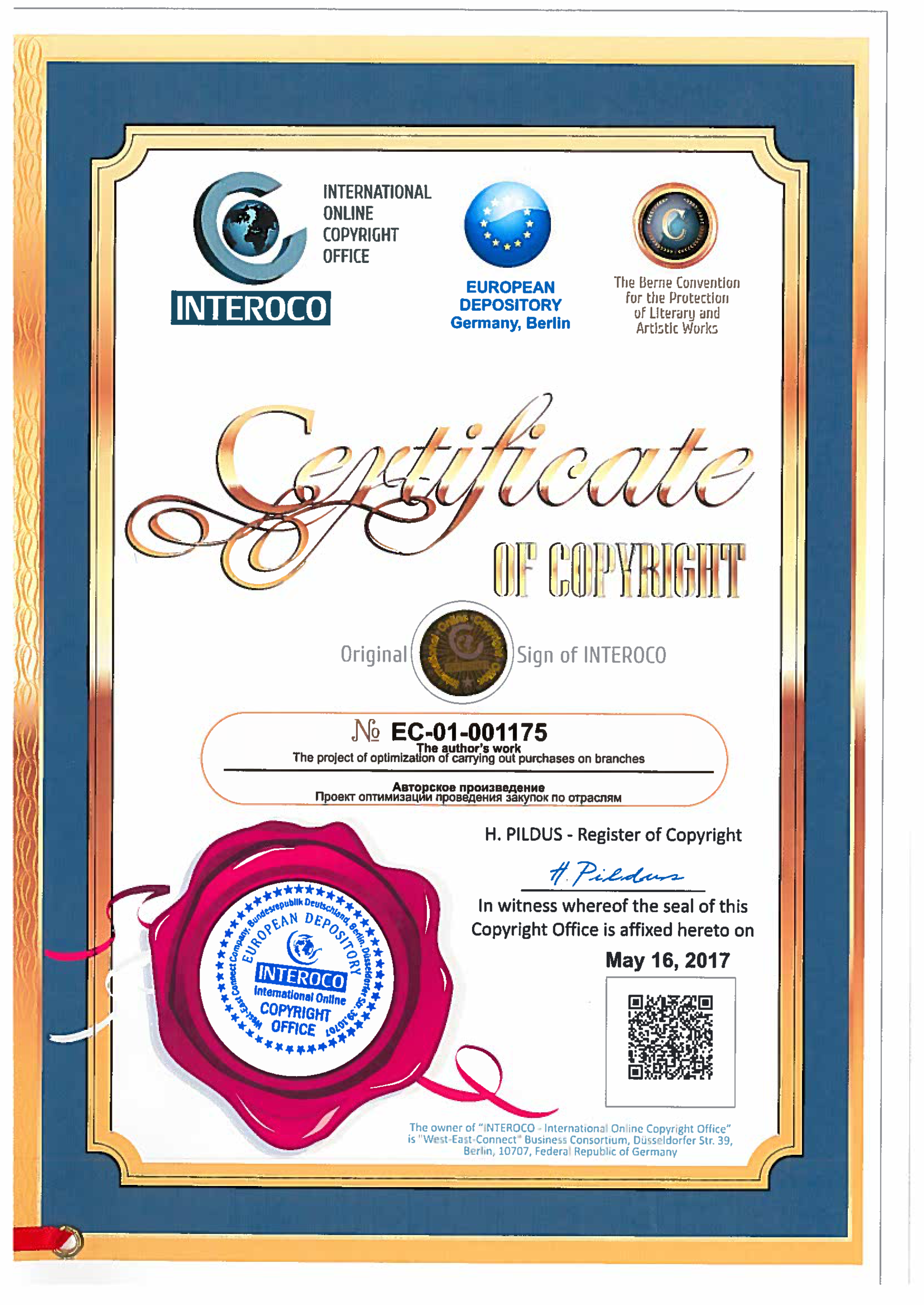INTEROCO Certificate Berlin
